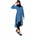 Modest Kurti with potli buttons neck design- French Blue Modest Kurti with potli buttons neck design- French Blue